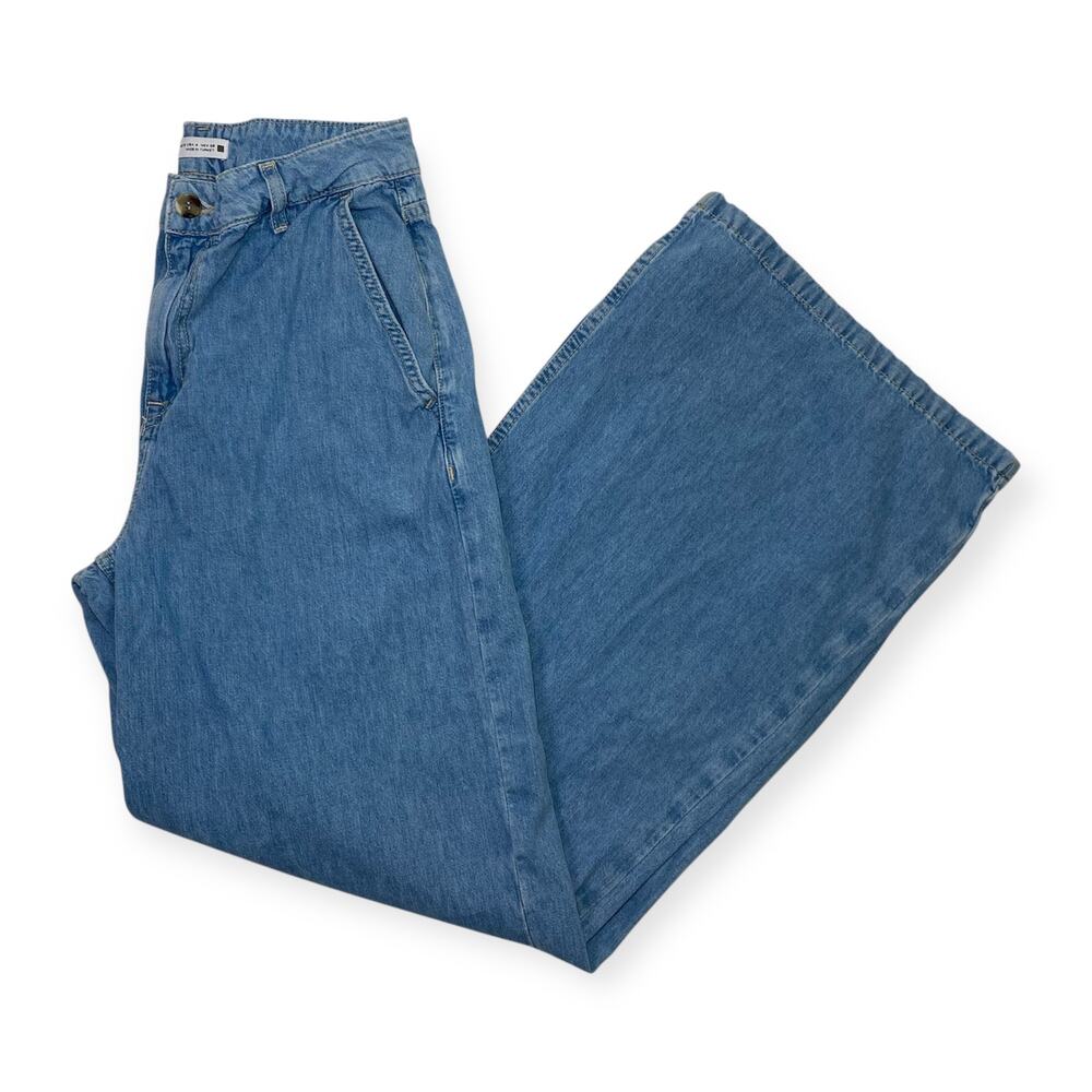 Zara Wide Leg Light Wash Denim Jeans Blue Women's 4 - Picture 5 of 8